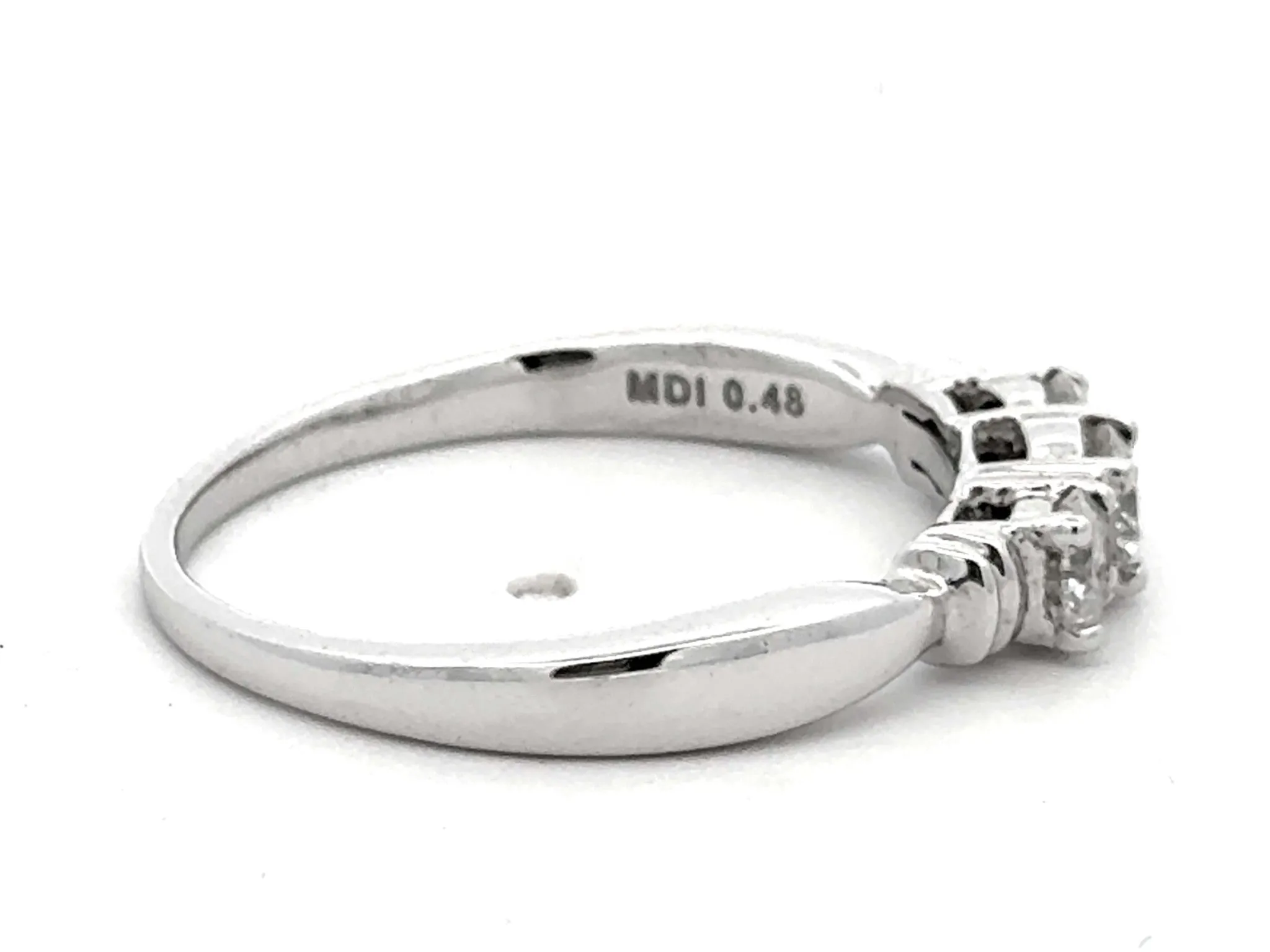 Three Brilliant Diamond Band Ring 18k White Gold