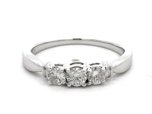 Three Brilliant Diamond Band Ring 18k White Gold