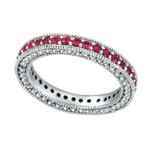 THREE SIDED ROSE SAPPHIRE & DIAMOND ETERNITY BAND RING 14K GOLD (1.46 CTW)