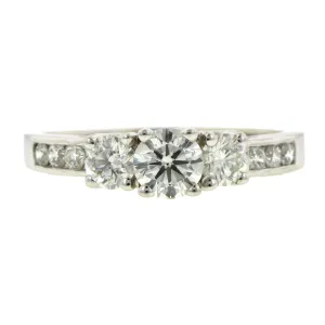 Three Stone Diamond Engagement Ring, RBC 0.40ct