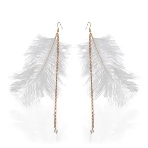 TID | Feather Dangles with gold chain drop  Earrings White