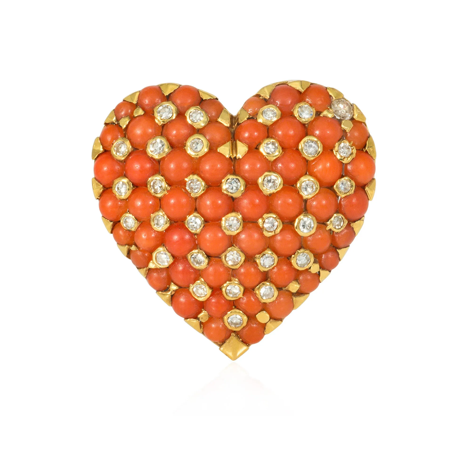 Tiffany & Co., France Retro coral hearrt brooch