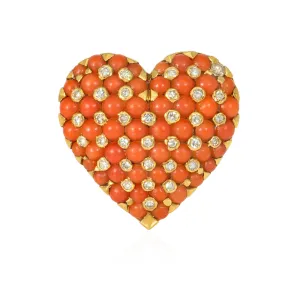 Tiffany & Co., France Retro coral hearrt brooch
