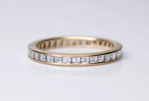 TIFFANY CARRE CUT DIAMOND ETERNITY BAND IN YELLOW GOLD