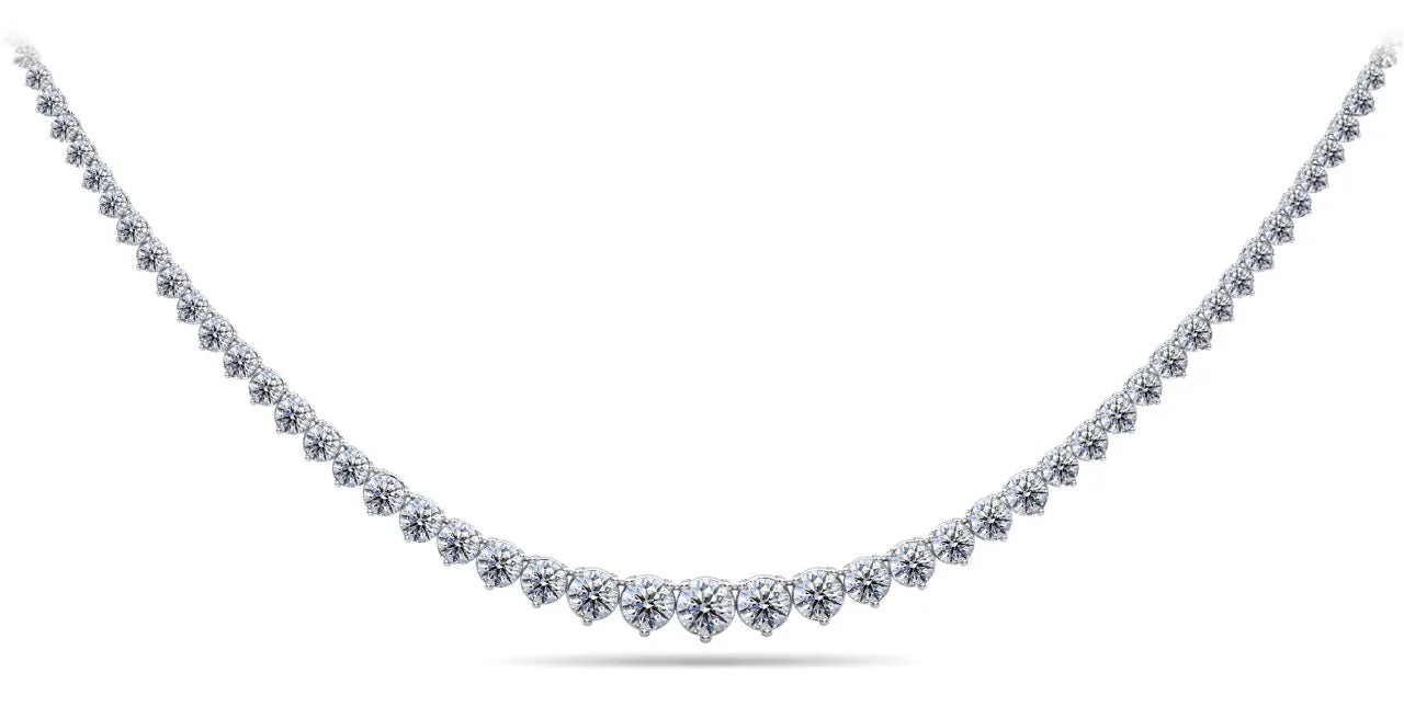 Timeless Three Prong Diamond Tennis Diamond Necklace with 14.10 ct.(finished)