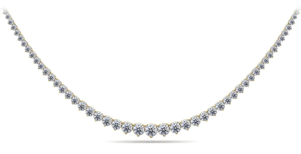 Timeless Three Prong Diamond Tennis Diamond Necklace with 14.10 ct.(finished)