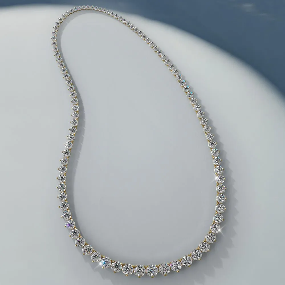 Timeless Three Prong Diamond Tennis Diamond Necklace with 14.10 ct.(finished)