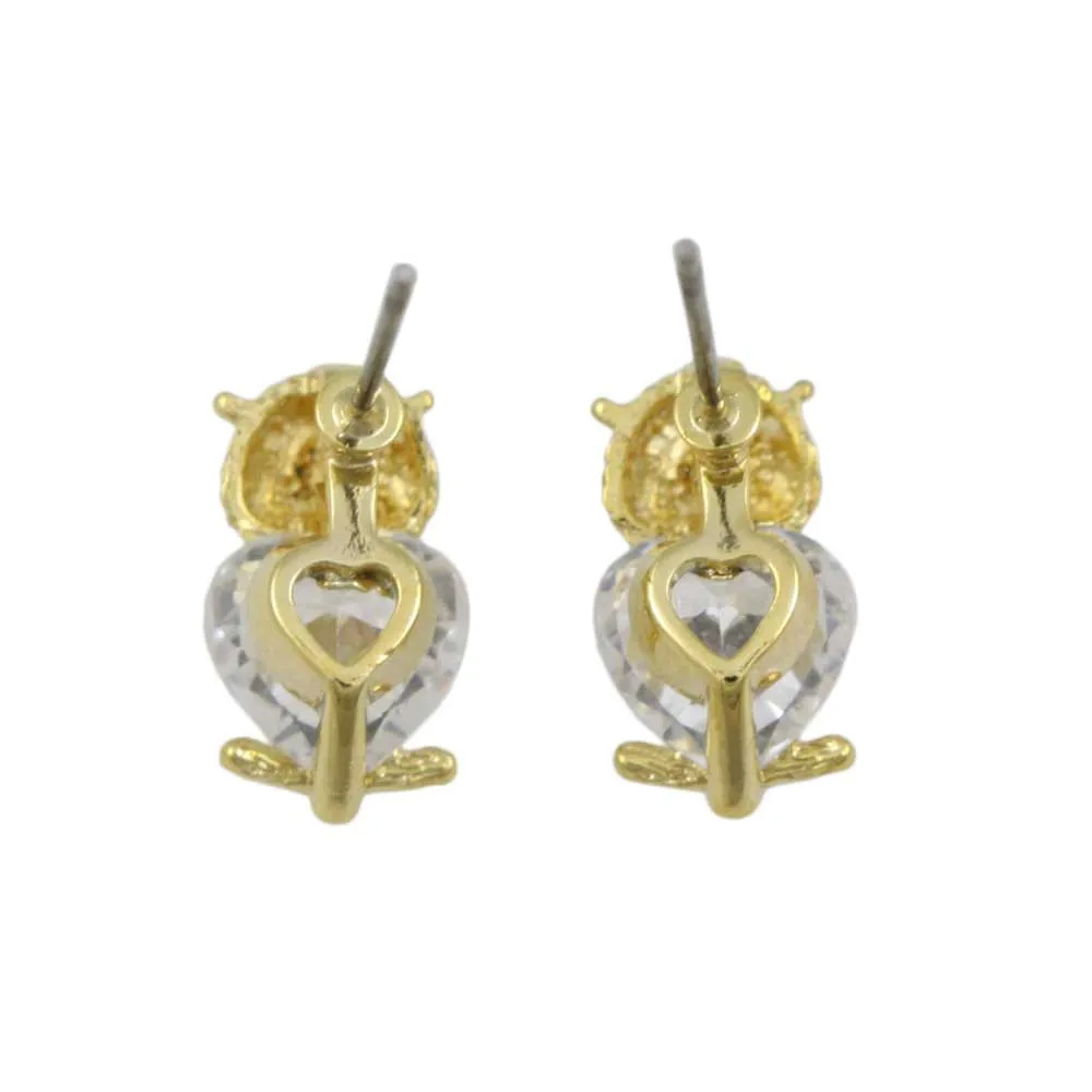 Tiny Crystal Owl Stud Pierced Earring - REC533