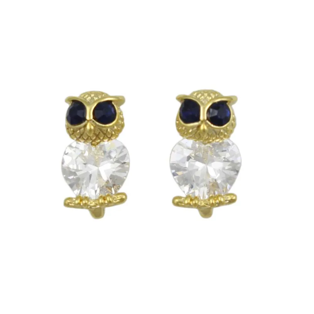 Tiny Crystal Owl Stud Pierced Earring - REC533