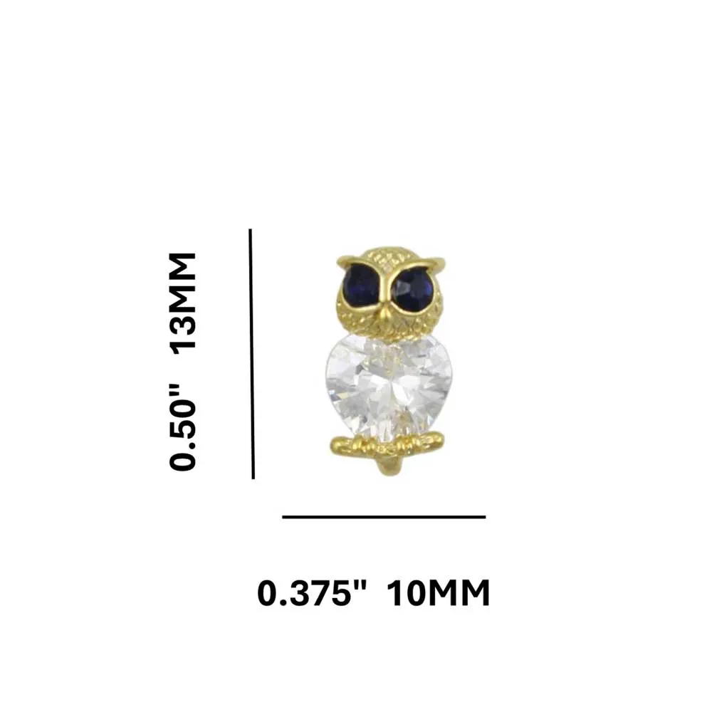 Tiny Crystal Owl Stud Pierced Earring - REC533