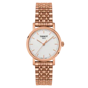 Tissot Everytime Rose Gold Stainless Steel White Dial Quartz Watch for Ladies - T109.210.33.031.00