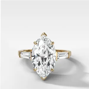 Translunar Tapered Baguette Engagement Ring With Marquise Cut Diamond