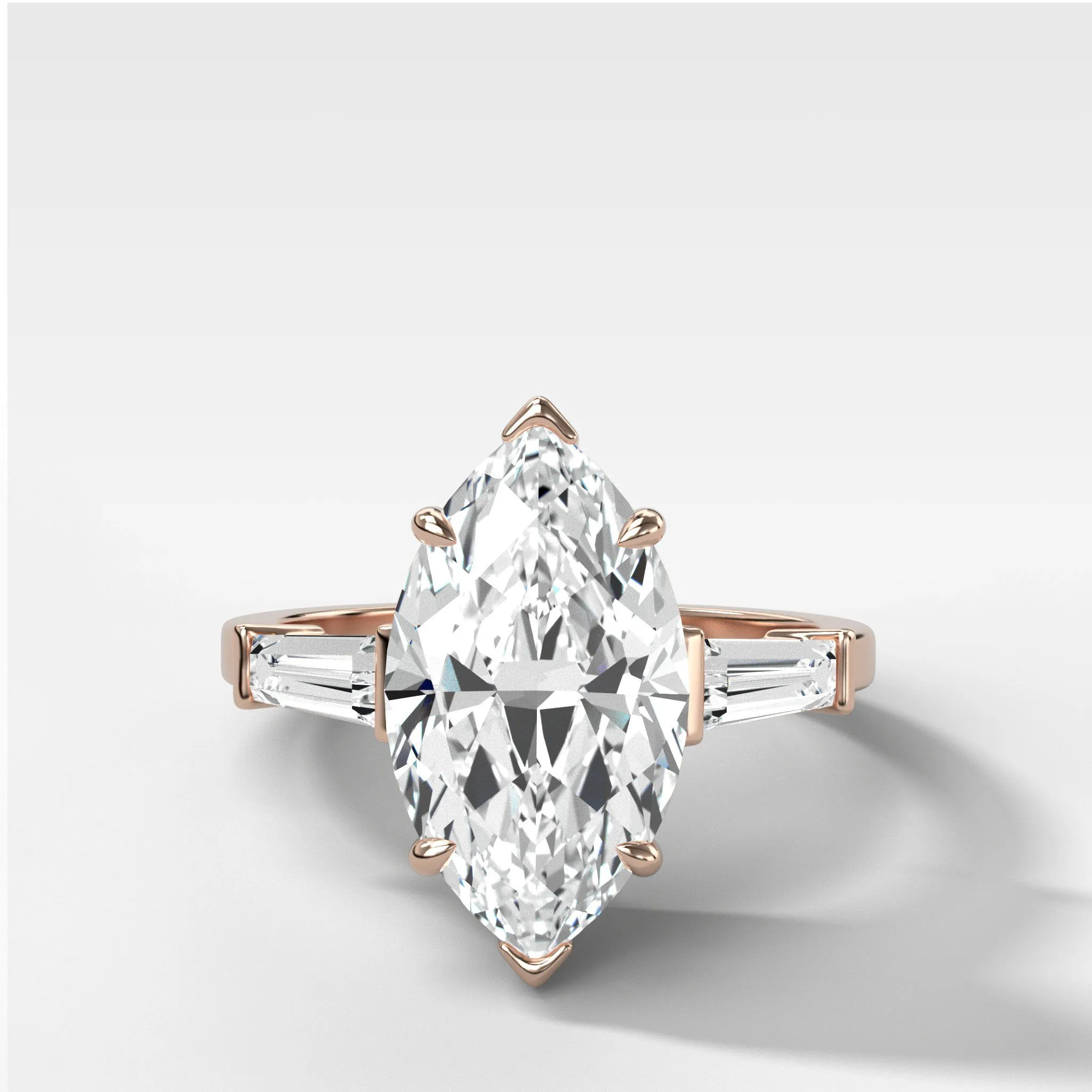 Translunar Tapered Baguette Engagement Ring With Marquise Cut Diamond
