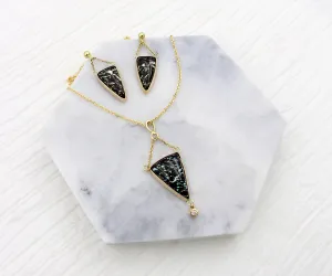 Triangle Leopard Opal Gold Chain Jewelry Set