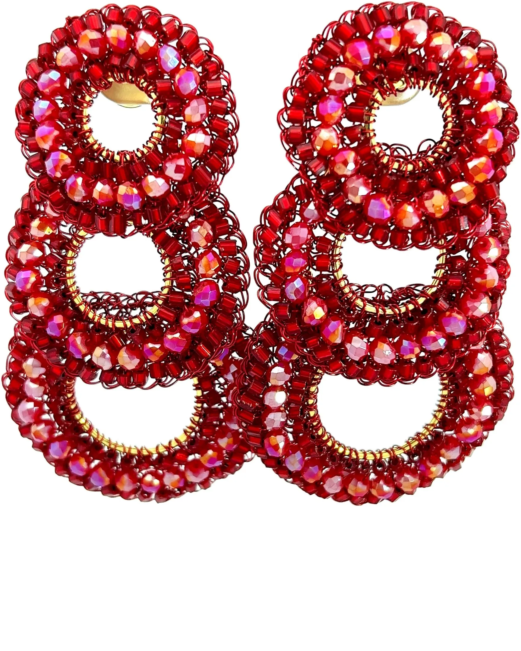 Triple Circle Crystal Statement Earring
