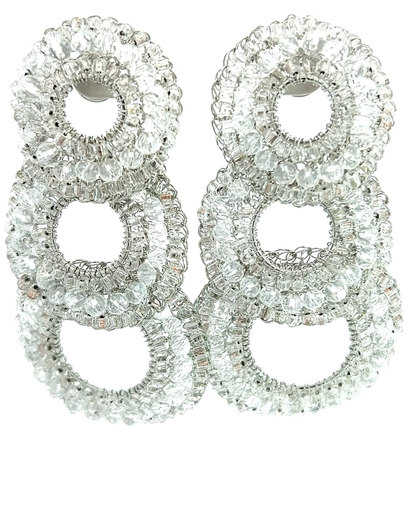 Triple Circle Crystal Statement Earring