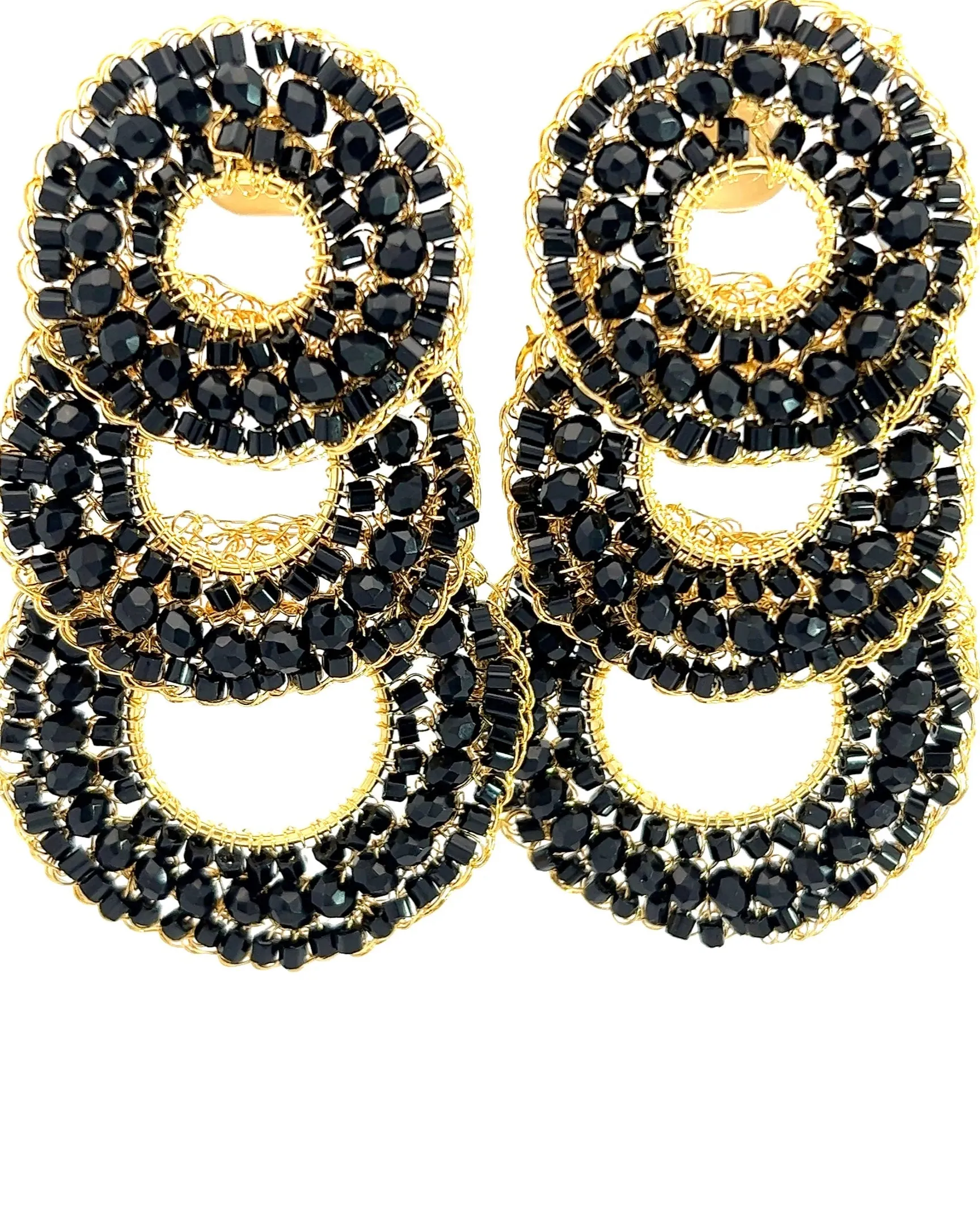 Triple Circle Crystal Statement Earring