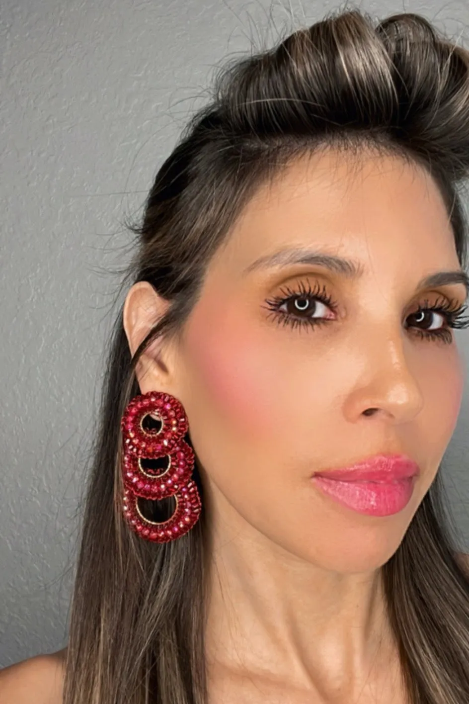 Triple Circle Crystal Statement Earring