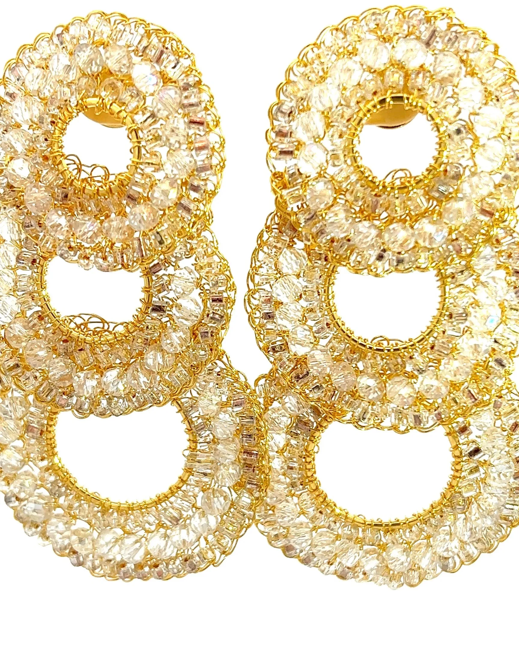 Triple Circle Crystal Statement Earring