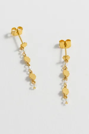 Triple Flower Crystal Drop Earrings