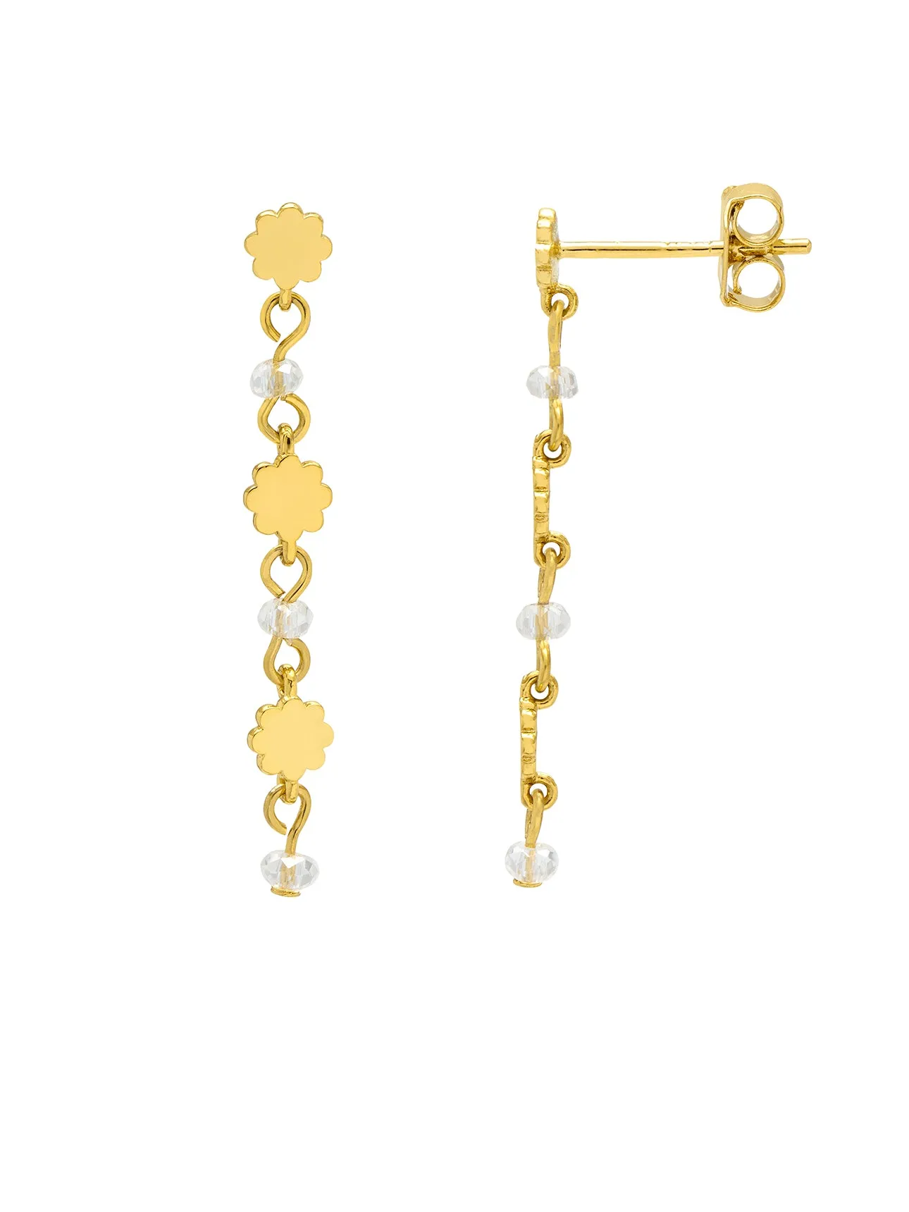 Triple Flower Crystal Drop Earrings