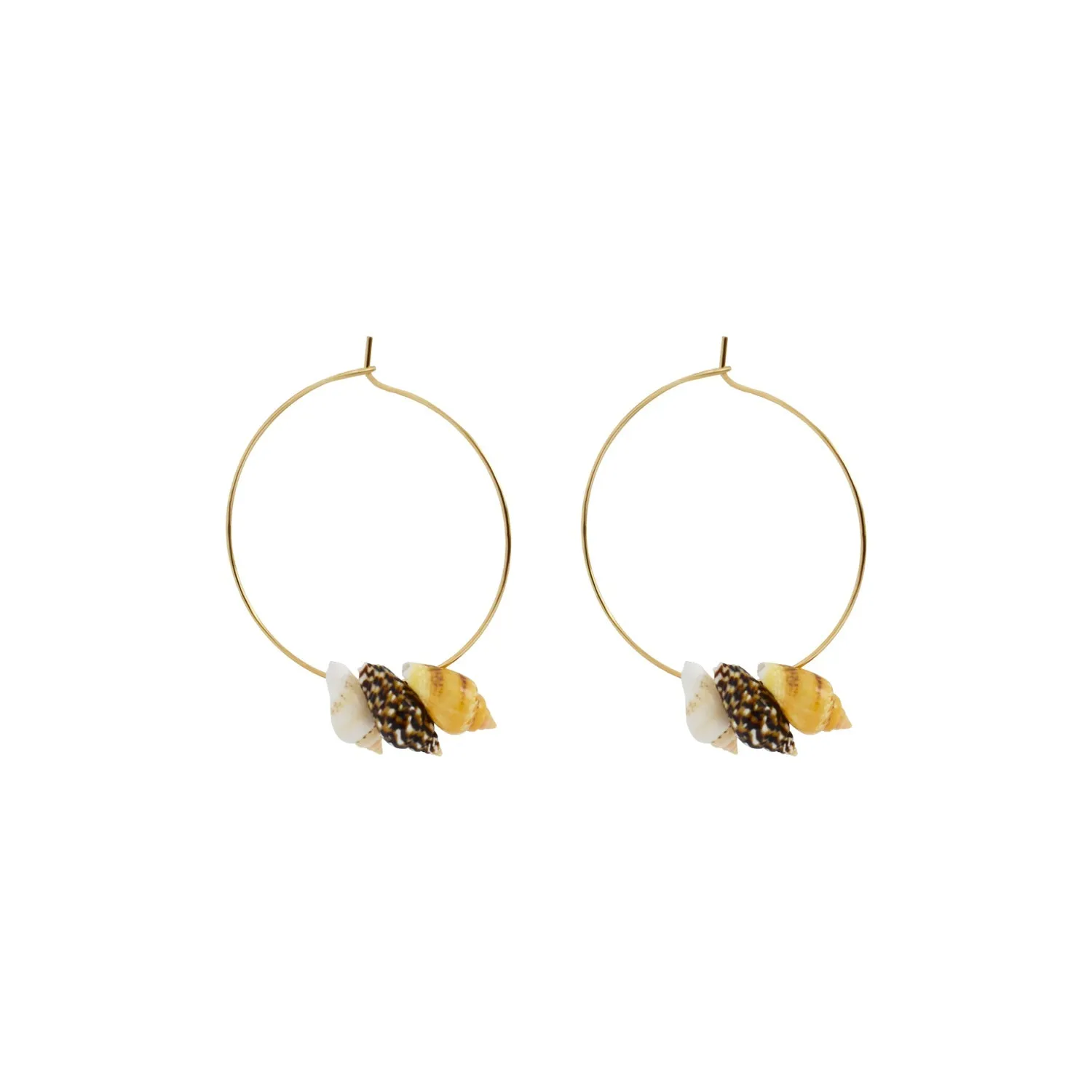 Triple Mini Shell Gold Hoop Earrings | by Ifemi Jewels