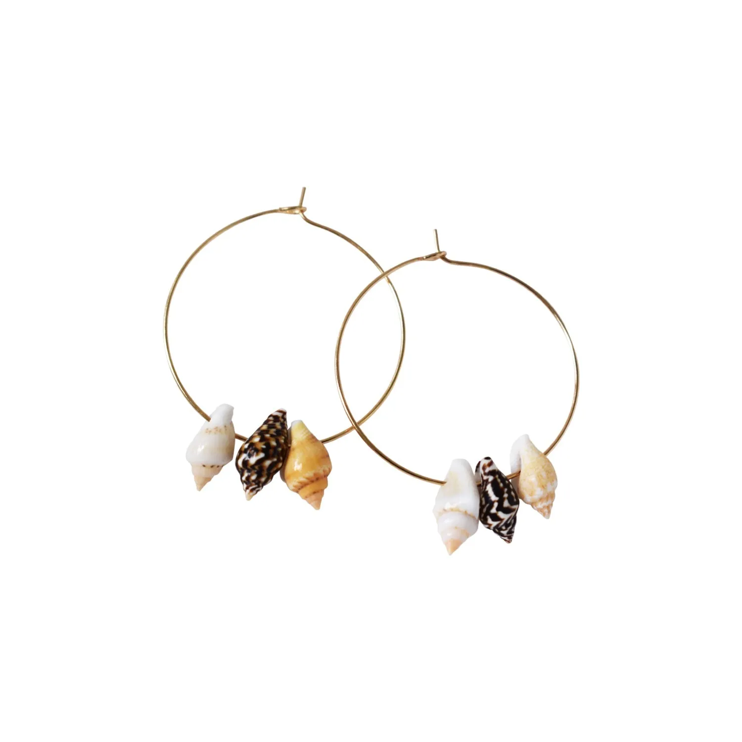 Triple Mini Shell Gold Hoop Earrings | by Ifemi Jewels