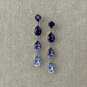 Triple Pear Long Post Earrings • Purple Ombre