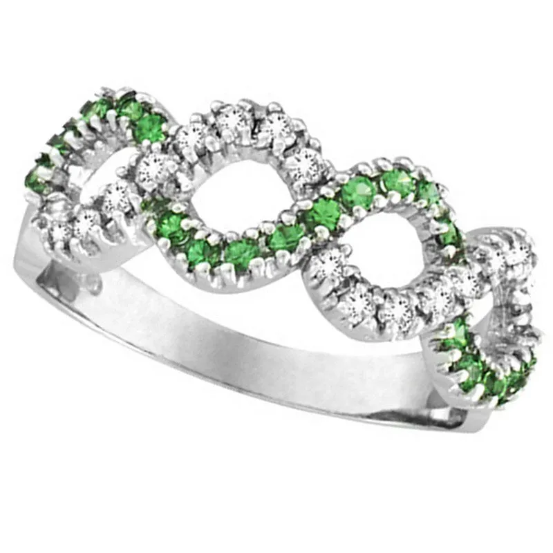 TSAVORITE AND DIAMOND SWIRL RING 14K GOLD (0.55 CTW)