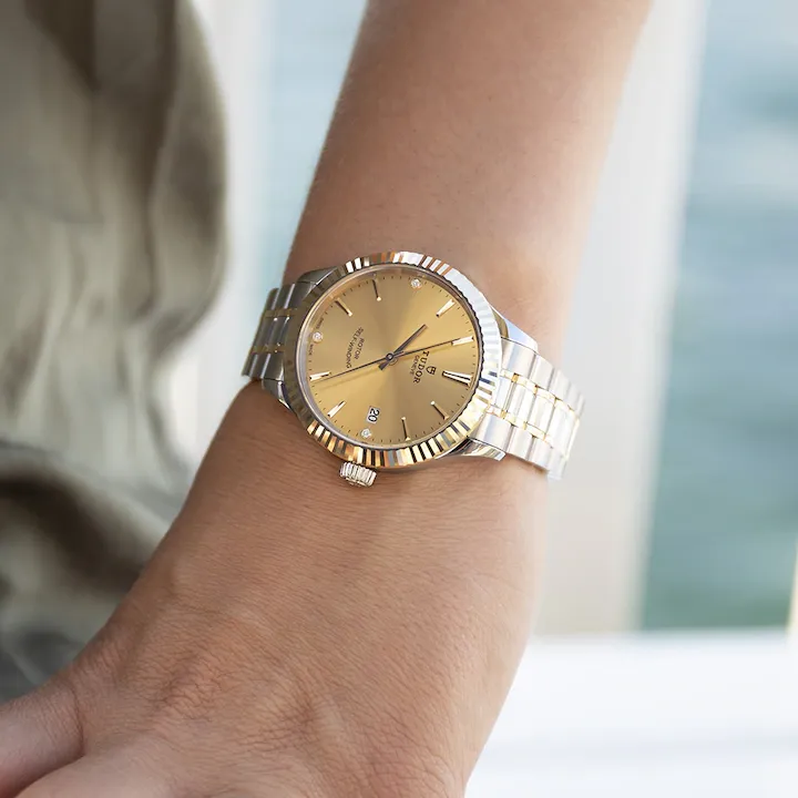 Tudor Style, Stainless Steel and Yellow Gold with Diamond-set, 41mm, Ref# M12713-0007