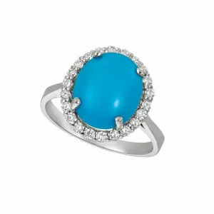 TURQUOISE & DIAMOND RING 14K GOLD (4.42 CTW)