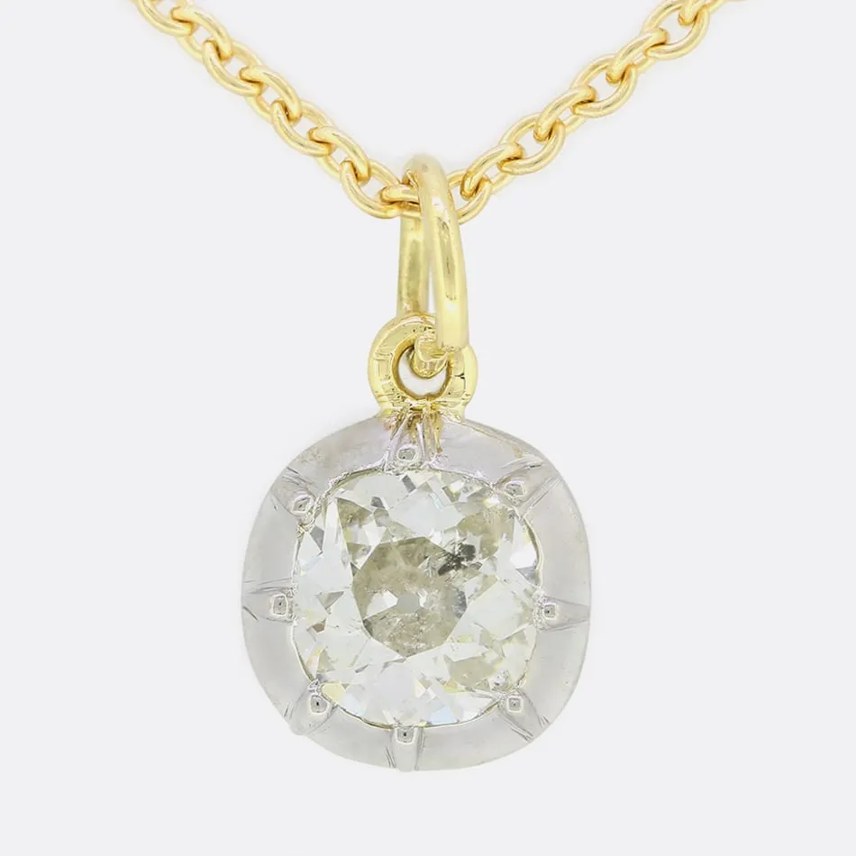 TVJ 0.81 Carat Cushion Cut Diamond Pendant