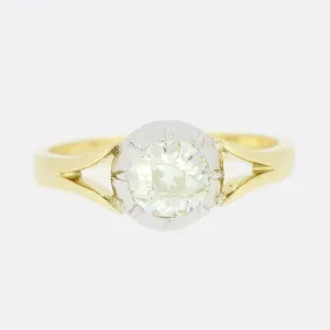 TVJ 0.94 Carat Cushion Cut Diamond Solitaire Ring