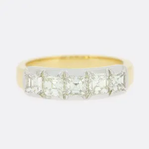 TVJ 1.00 Carat Asscher Cut Diamond Five Stone Ring