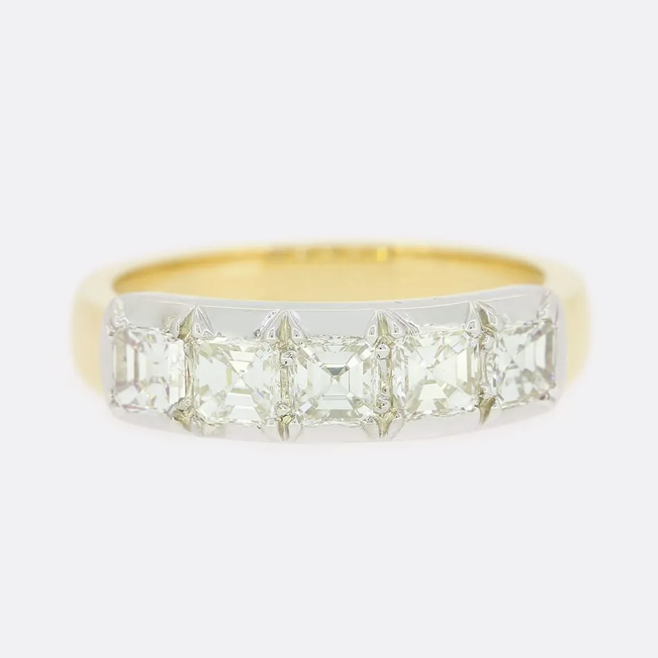 TVJ 1.00 Carat Asscher Cut Diamond Five Stone Ring