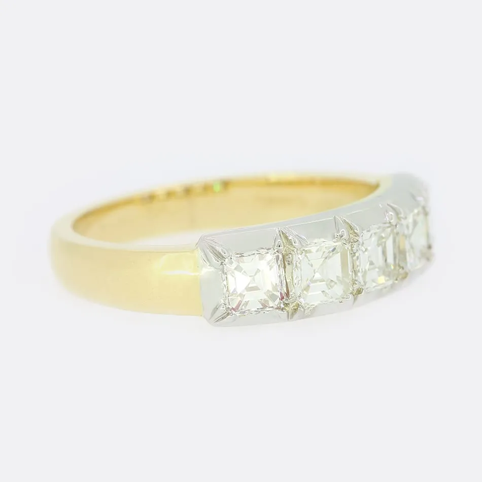 TVJ 1.00 Carat Asscher Cut Diamond Five Stone Ring