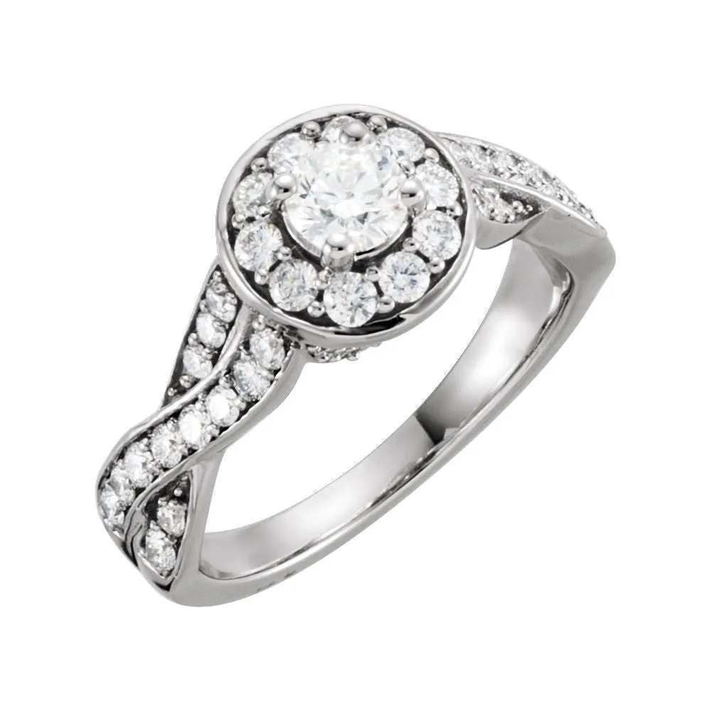 Twist-Style Engagement Ring in 14k White Gold, Size 7