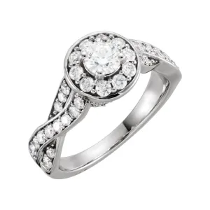 Twist-Style Engagement Ring in 14k White Gold, Size 7
