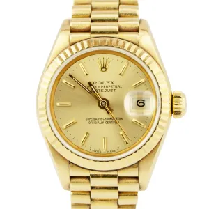 UNPOLISHED Ladies Rolex DateJust President 26mm Champagne Automatic Watch 69178