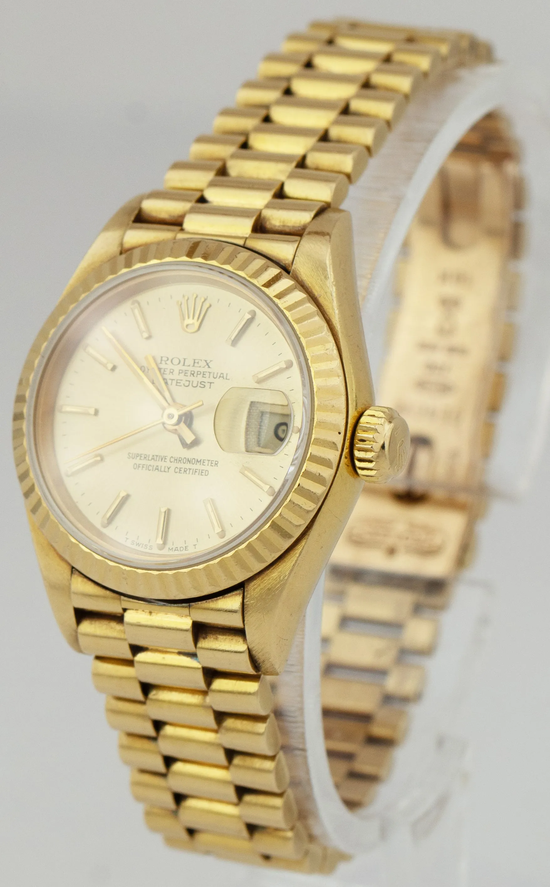 UNPOLISHED Ladies Rolex DateJust President 26mm Champagne Automatic Watch 69178