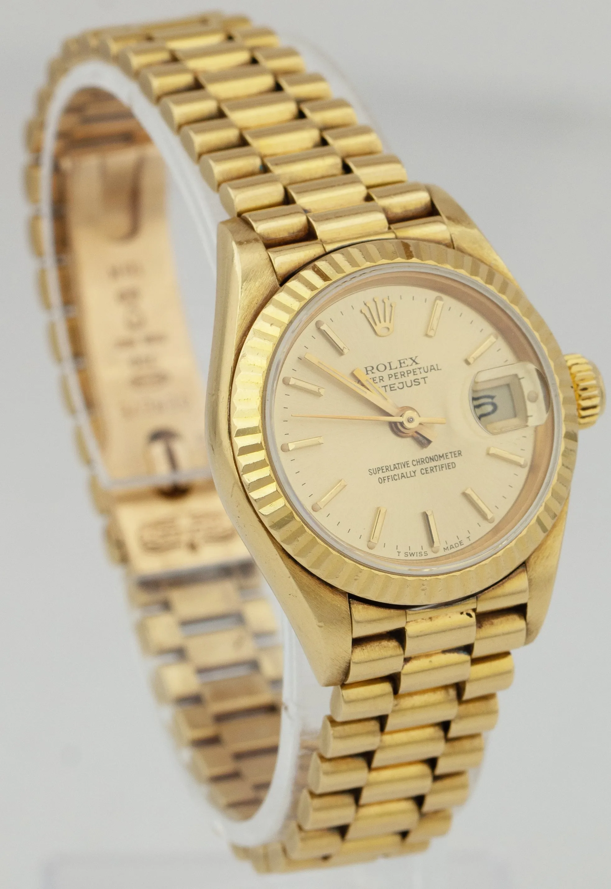 UNPOLISHED Ladies Rolex DateJust President 26mm Champagne Automatic Watch 69178