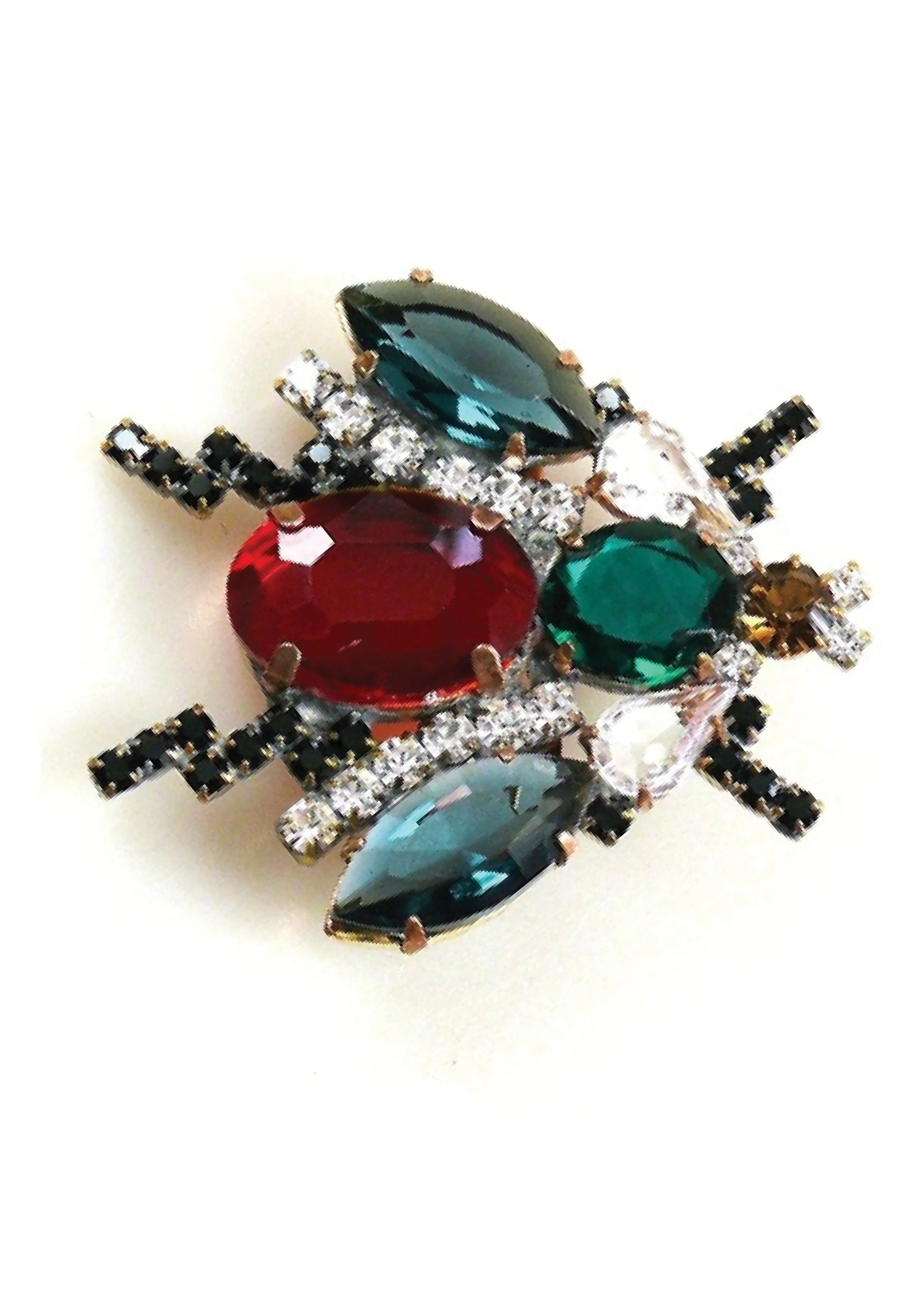 Unusual Czech Blue and Red Insect Brooch -  New