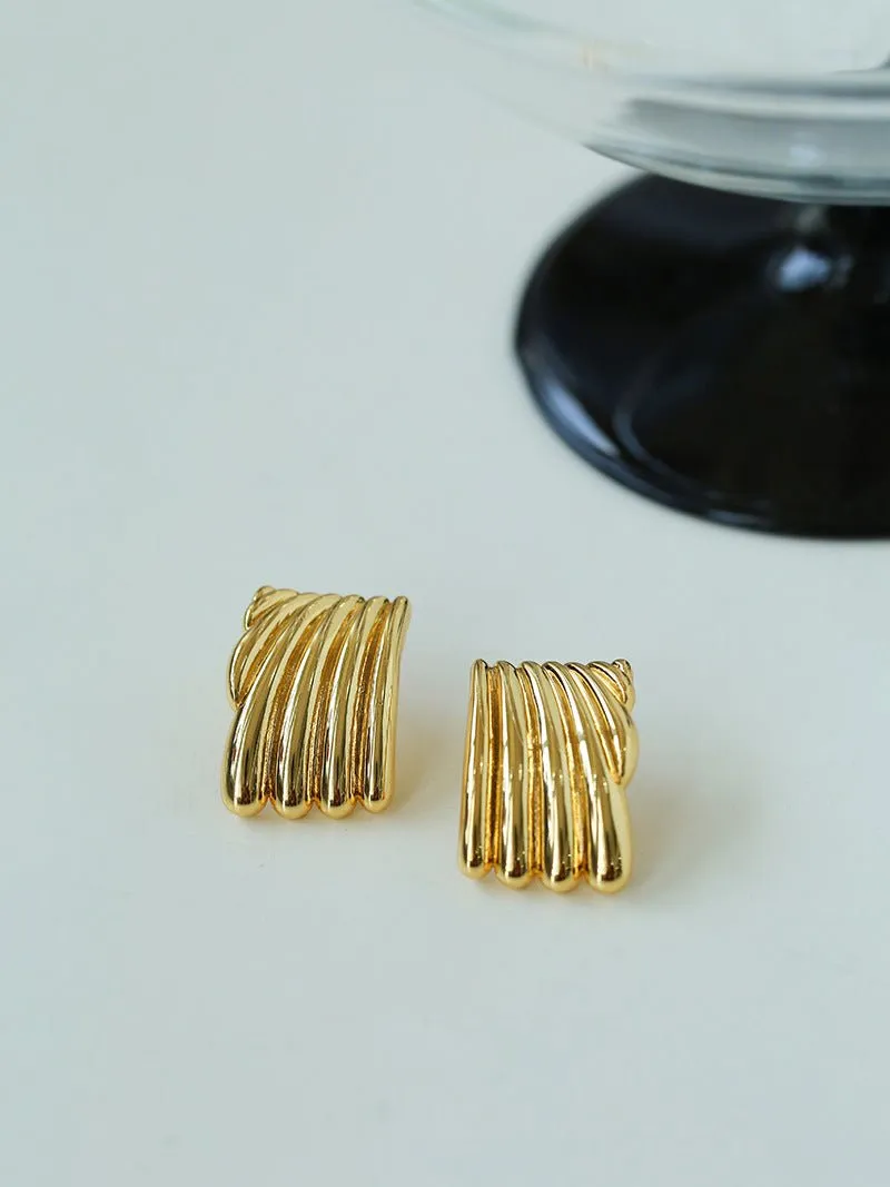Vertical Striped Metal Geometric Earrings