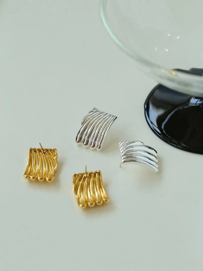 Vertical Striped Metal Geometric Earrings