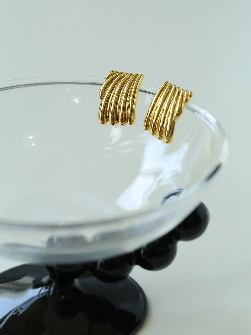 Vertical Striped Metal Geometric Earrings