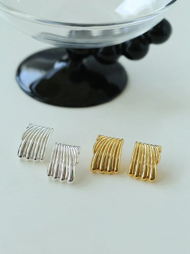 Vertical Striped Metal Geometric Earrings