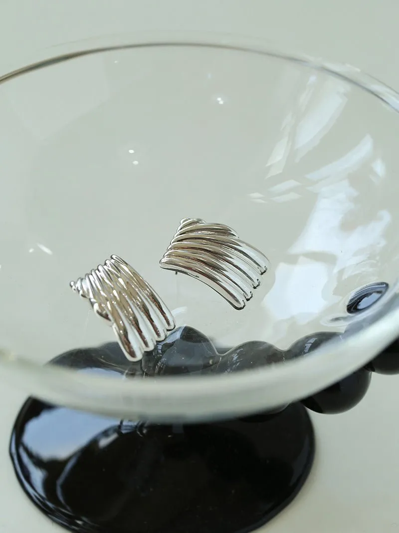 Vertical Striped Metal Geometric Earrings