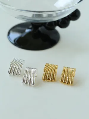 Vertical Striped Metal Geometric Earrings