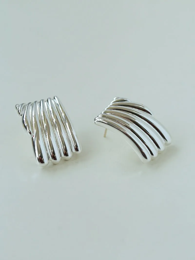 Vertical Striped Metal Geometric Earrings