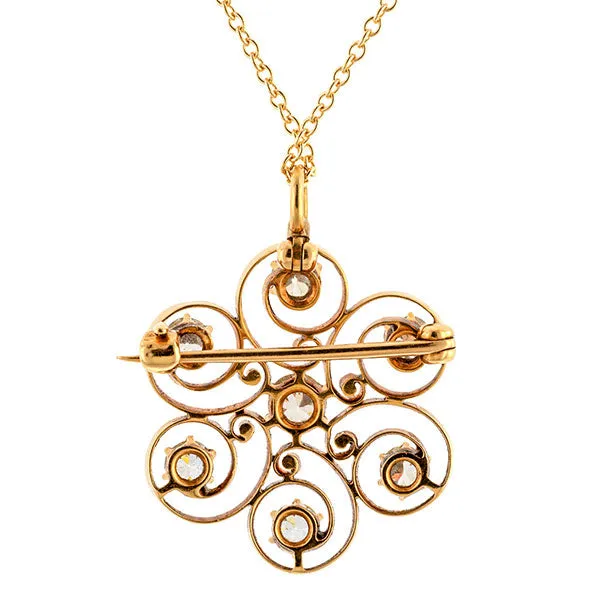 Victorian Old European Sunburst Pin / Pendant